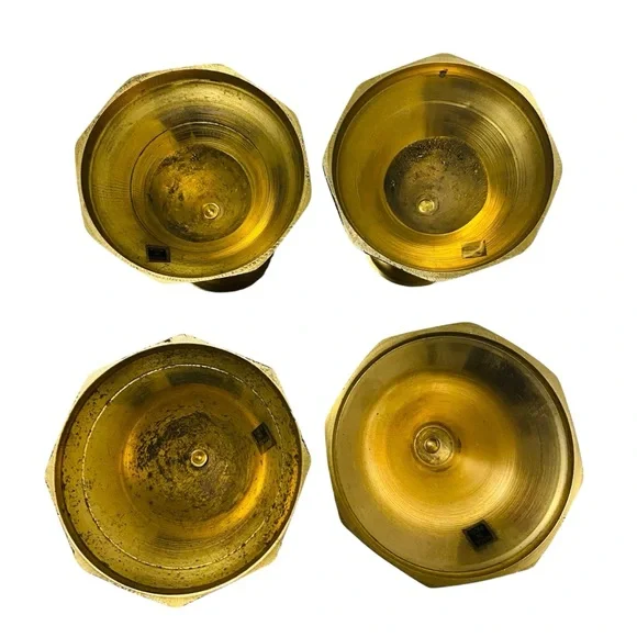 Vintage Brass Hexagon Candle Holders - Picture 6 of 7